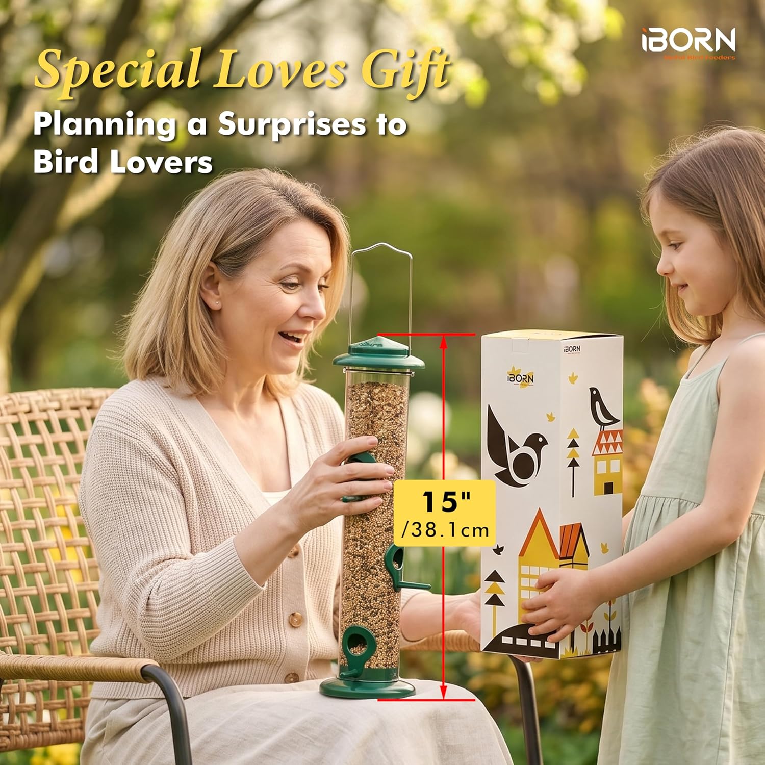 Detalle 2 de iBorn 15 Inch 6-Port Metal Bird Feeder