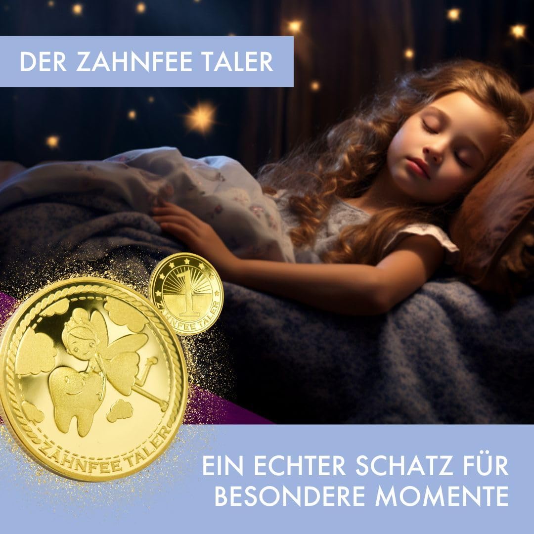 Detalle 2 de LumeeStar Zahnfee Taler Goldmünze (10x) – Magisches Andenken für Milchzähne