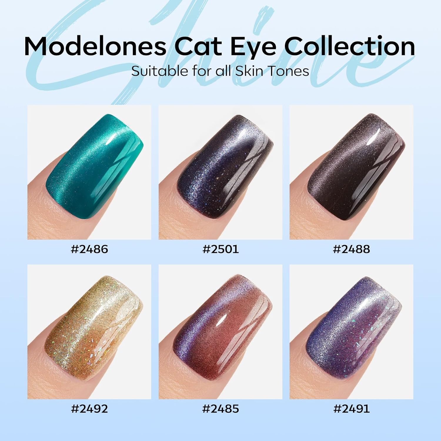 Detalle de Modelones Cat Eye Gel Nail Polish Set, 6 Colors