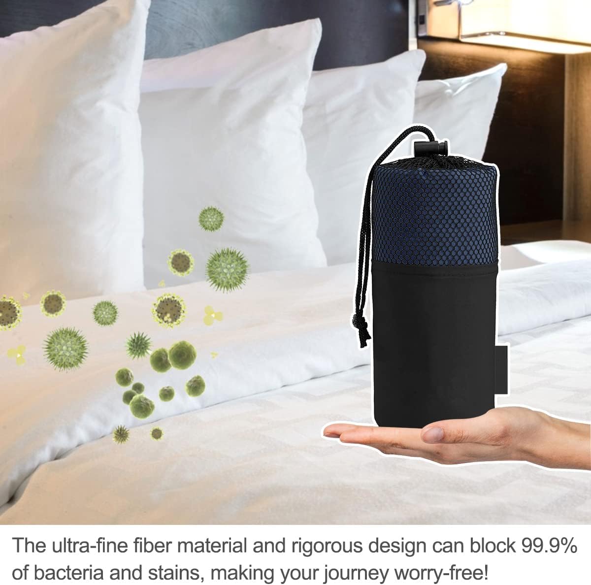 Detalle de Sacco Lenzuolo Morbido da Viaggio — ultraleggero, con tasca, ideale per hotel, campeggio e viaggi