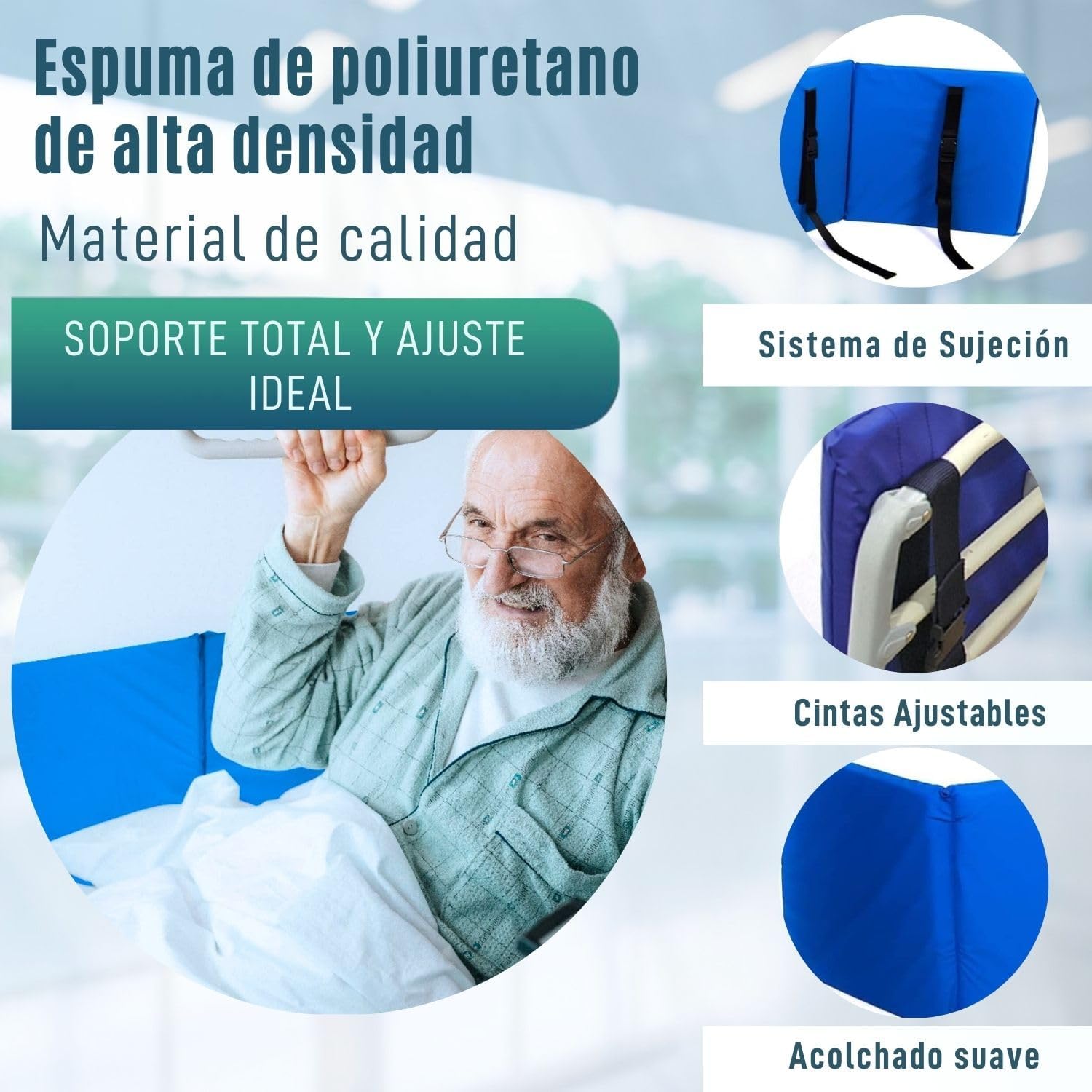 Thumbnail 2 de OrtoPrime Protezione per letto con barriera imbottita per ringhiere (barra non inclusa) – 160 x 40 cm