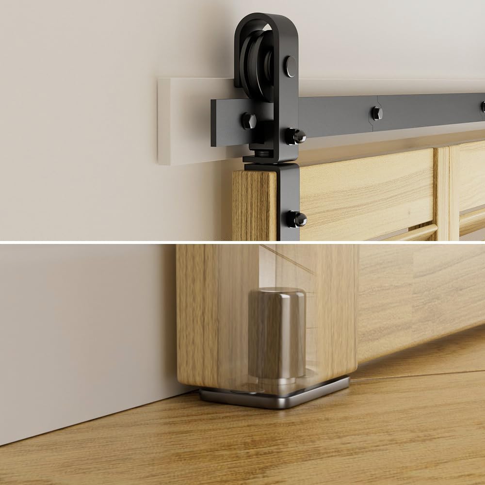Detalle de WOLFBIRD 214CM/7FT Falttürbeschlag‑Set für 2‑Tür‑Schiebetüren – robustes DIY‑Kit