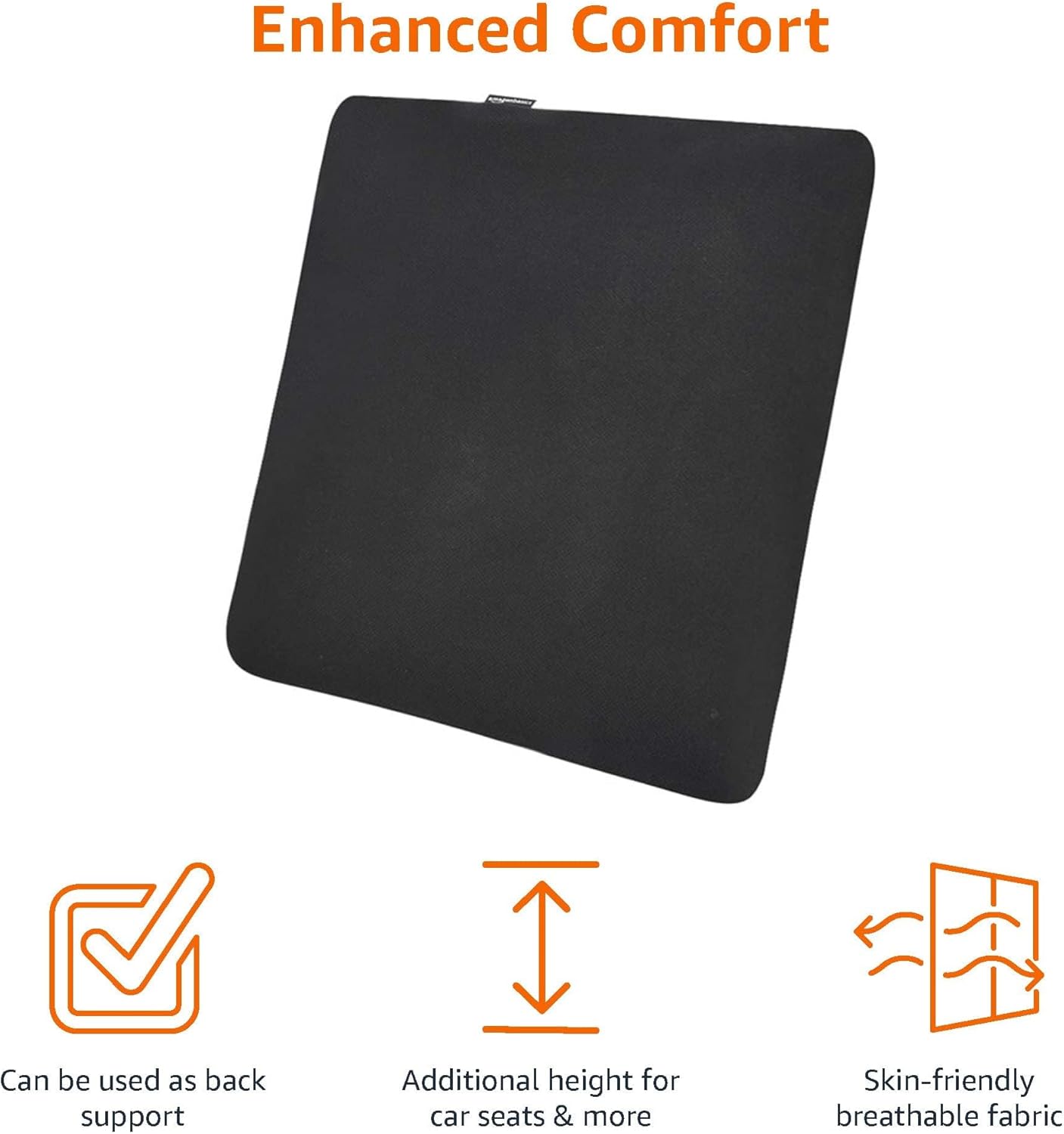 Thumbnail 2 de Amazon Basics Cuscino da seduta in memory foam, quadrato 38 x 38 x 3,16 cm, nero