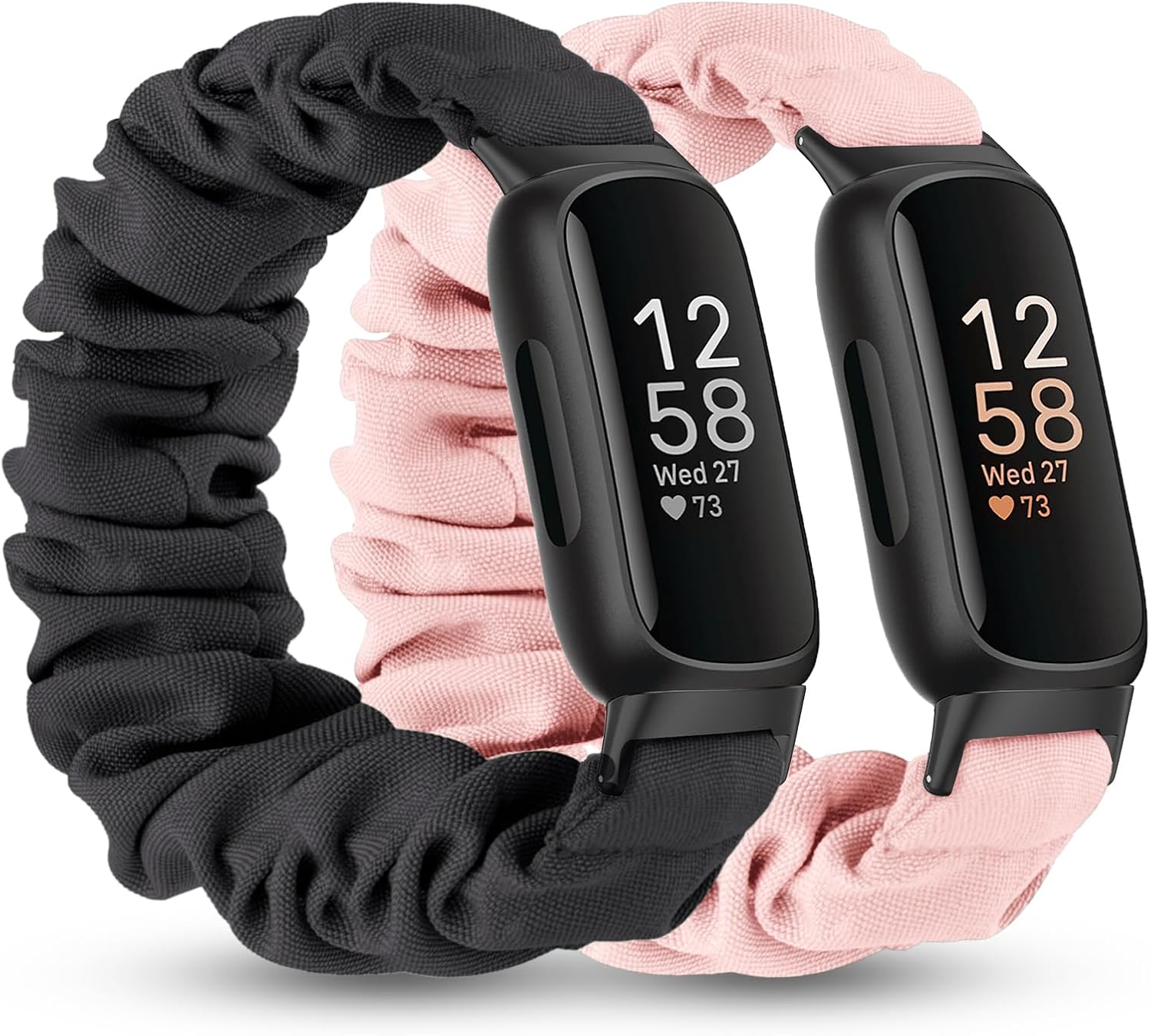 Detalle de Folavii Fitbit Inspire 3/Inspire 2用シュシュバンド 2個セット 伸縮性布製
