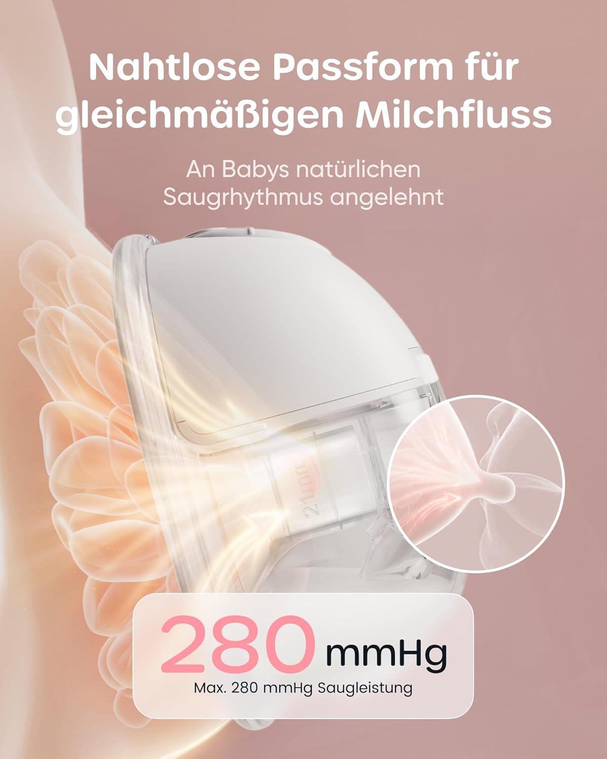 Thumbnail 1 de Nuliie Milchpumpe elektrisch tragbar S32 – freihändig mit 4 Modi und 9 Stufen, 13/15/17/19/21/24 mm Komfort-Flansch