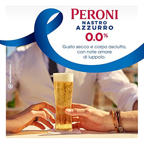 Detalle de Peroni Nastro Azzurro 0.0 Birra Analcolica Premium Lager – 24 bottiglie da 33 cl