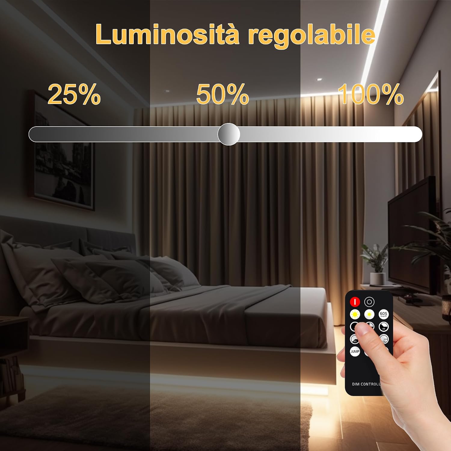 Detalle de AXMOTUT Striscia LED COB 5 metri 24V 4000K con Alimentatore e Telecomando RF