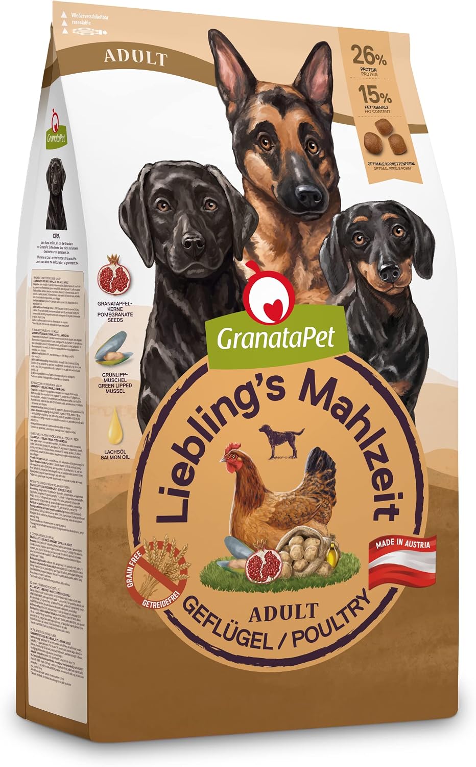 Detalle de GranataPet Liebling's Mahlzeit Adult Geflügel – getreidefreies Trockenfutter ohne Zuckerzusätze (1,8 kg)