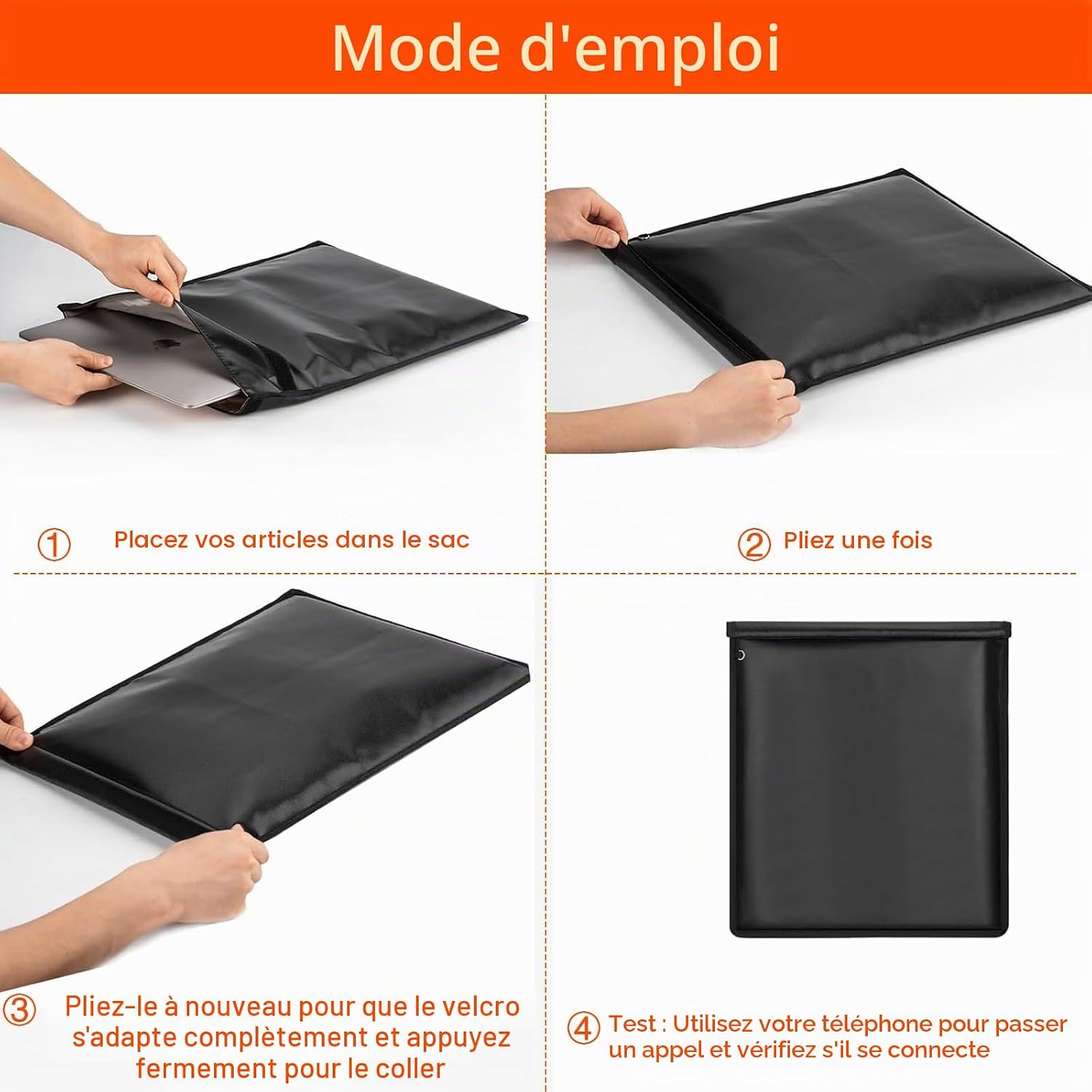 Thumbnail 5 de Inaepeak Sacs Faraday grande cage Faraday antivol – protection RFID/EMP pour téléphones, ordinateurs et clés