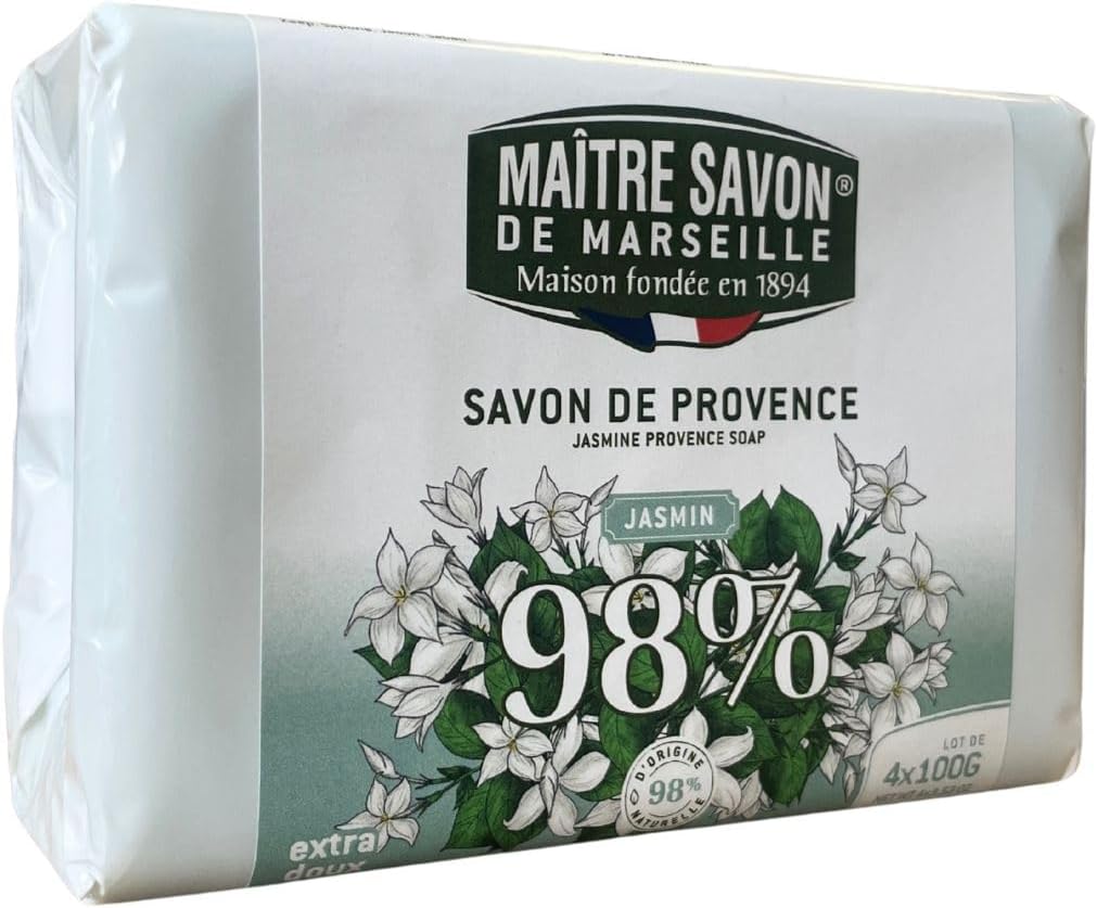 Detalle de Maitre Savon de Marseille サボン・ド・プロヴァンス ジャスミンの固形石鹸 100g×4個