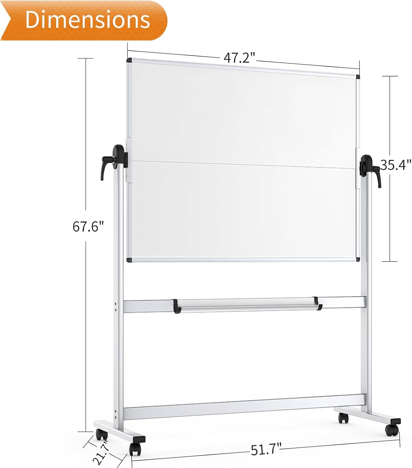 Thumbnail 1 de VIZ-PRO Double-Sided Mobile Whiteboard 120x90 cm
