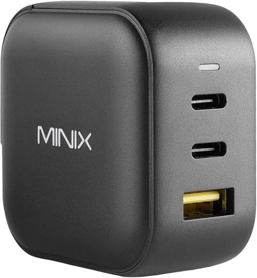 Detalle de MINIX 66W Turbo 3-Port GaN Wall Charger (NEO P1) – Compact, Smart 66W Power Hub