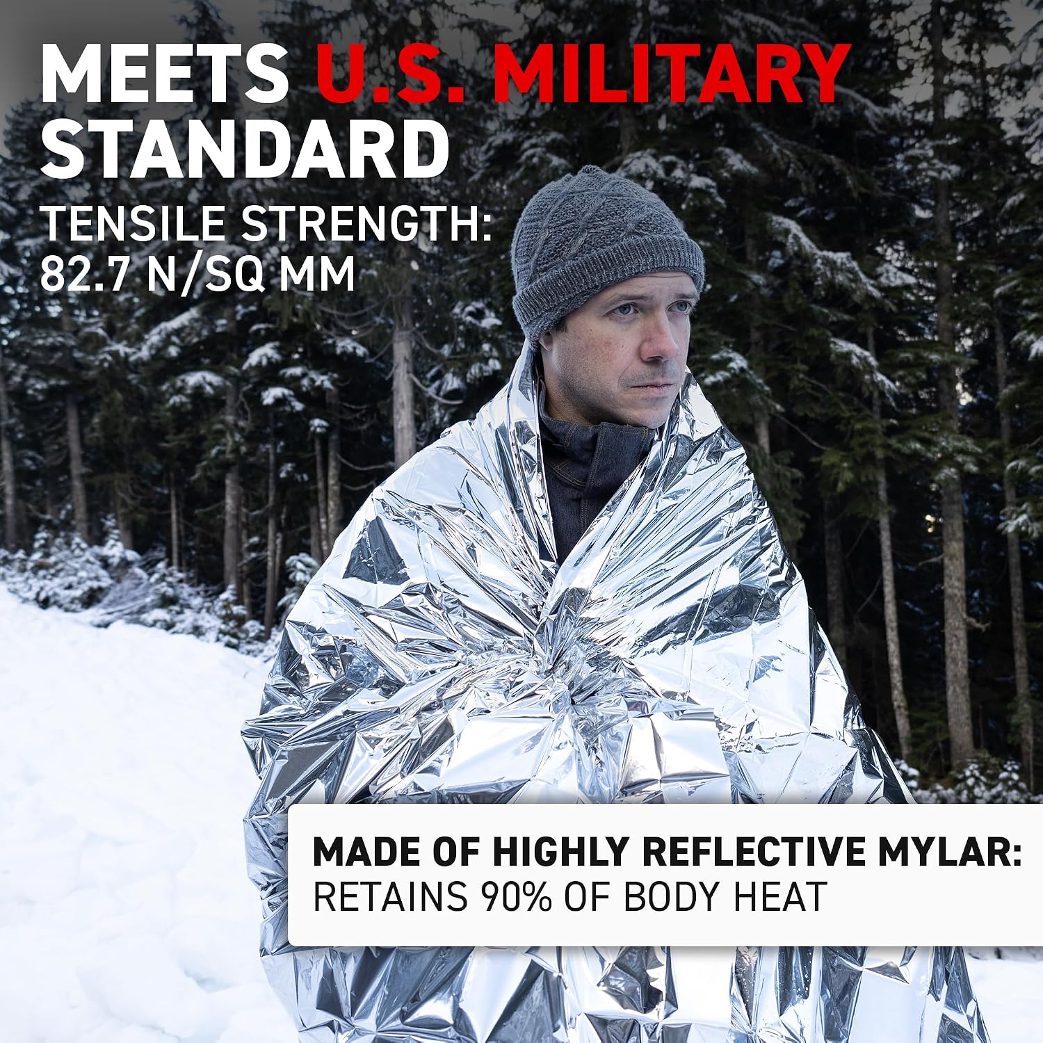 Detalle 2 de 72 HRS 72HA-013 MIL-SPEC Emergency Mylar Blanket, Waterproof, 137 × 224 cm, 12-Pack