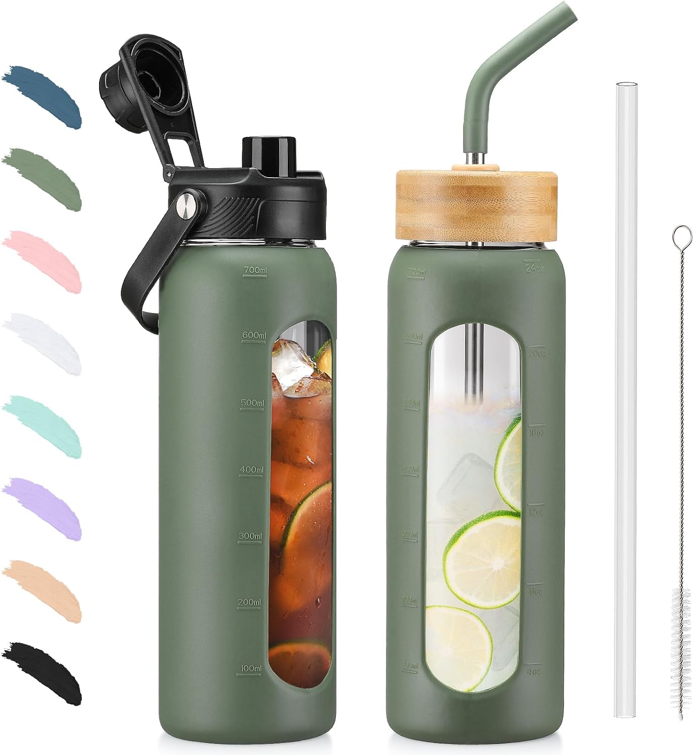 Detalle de BLUEGO BLG-24ozHL-Oliver sportvattenflaska i borosilikatglas, 700 ml