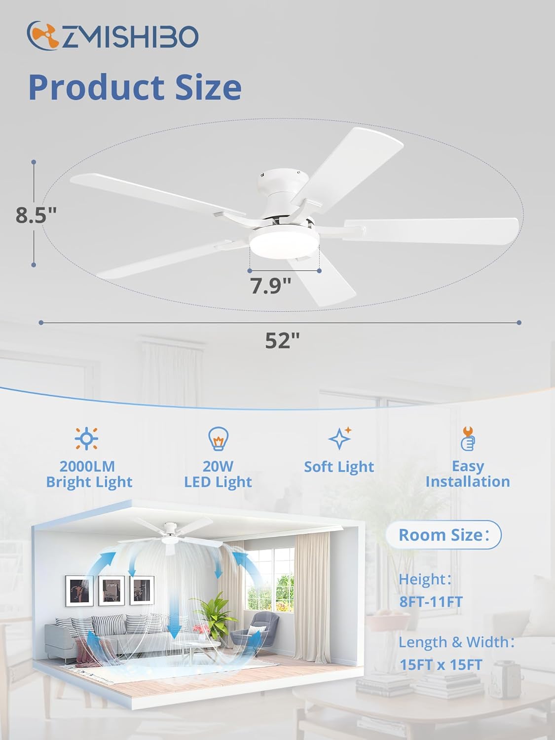 Thumbnail 6 de ZMISHIBO 52 Inch Ceiling Fan 🌀