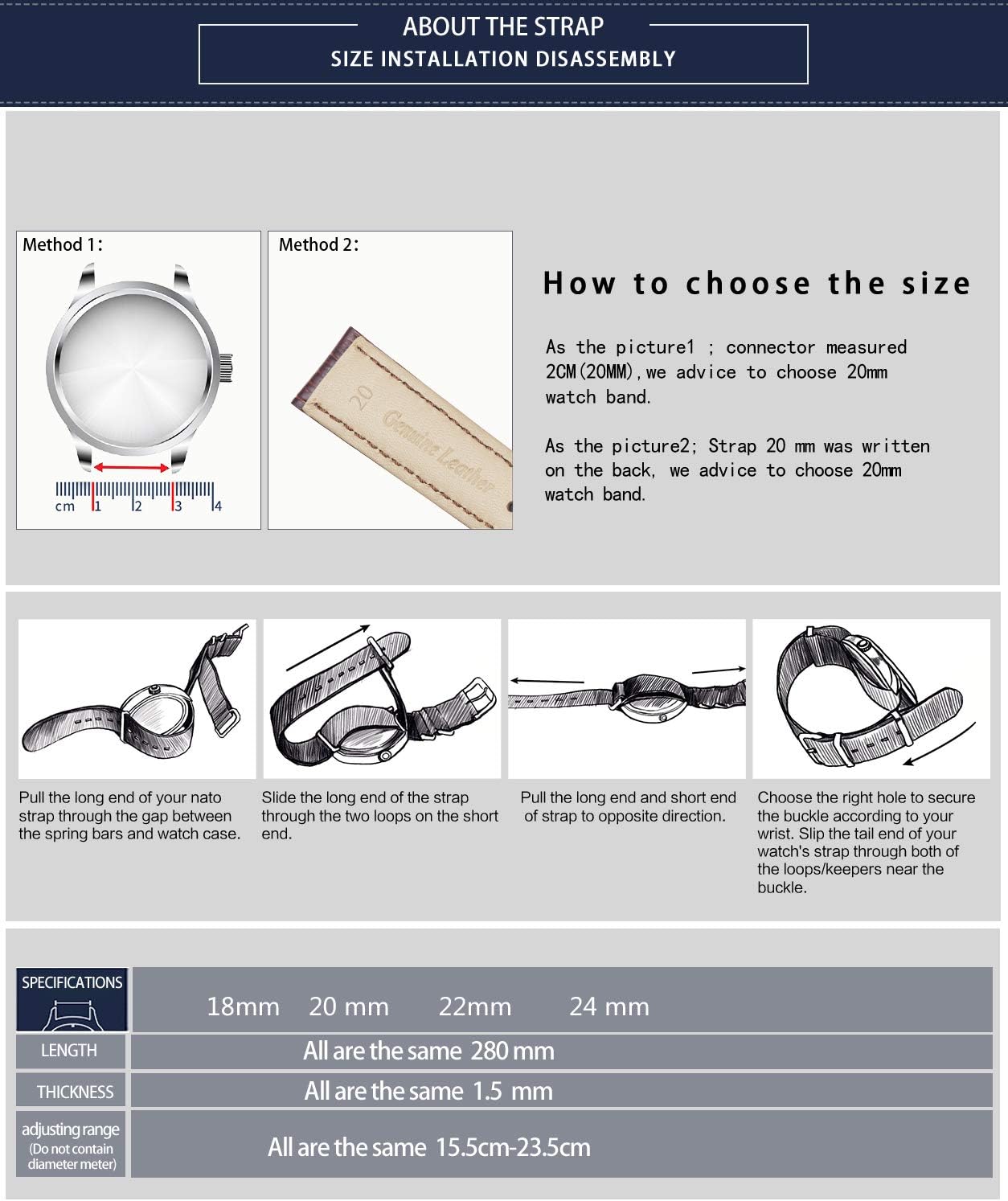 Thumbnail 6 de BINLUN Nylon Uhrenarmband (Ballistic) mit Edelstahlschnalle – dick, atmungsaktiv, für 18–24 mm