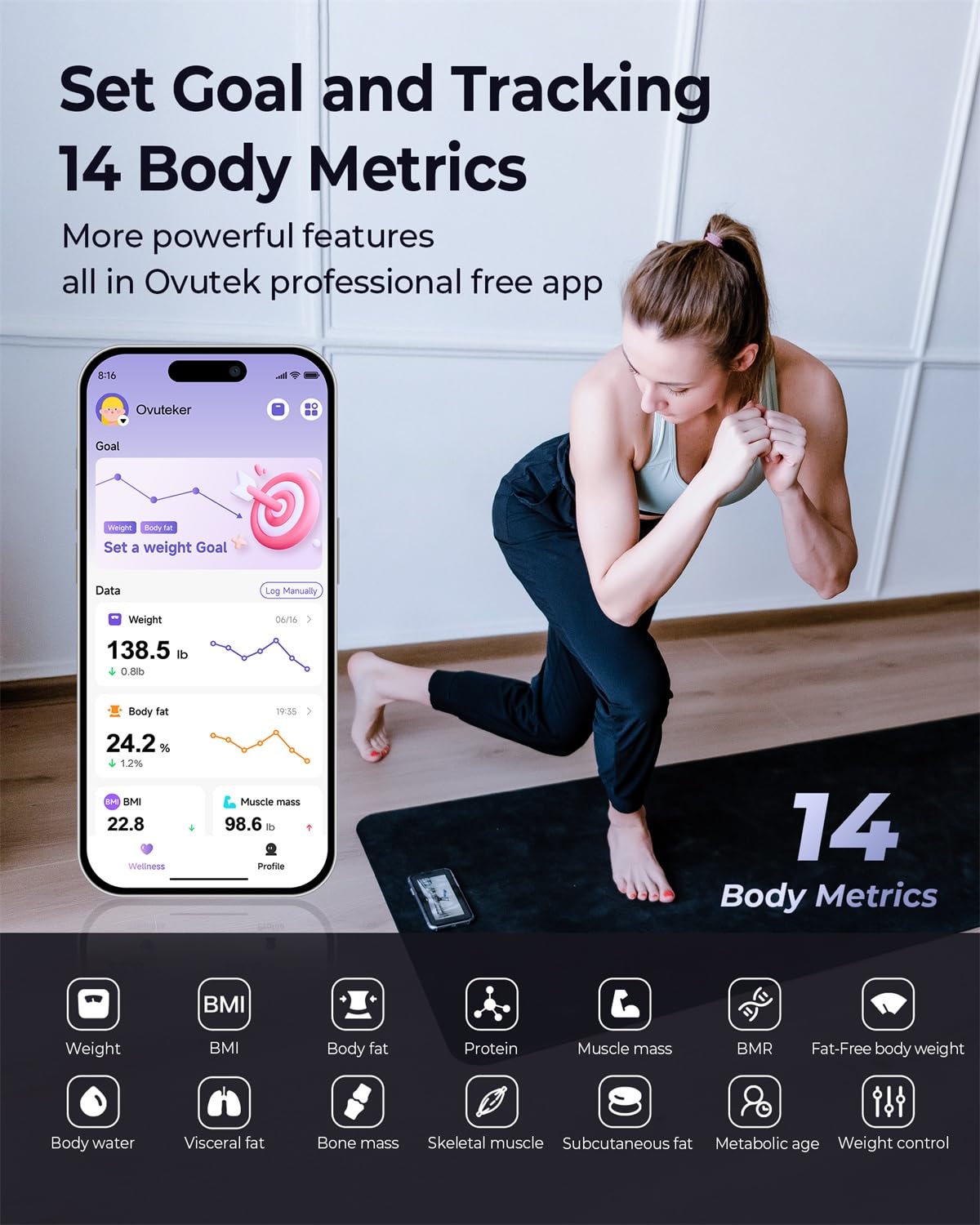Detalle de Ovutek Smart Scale with 5.3-Inch Display