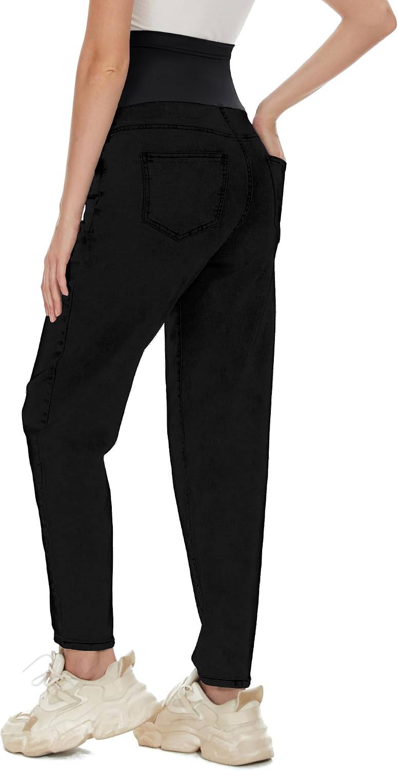 Thumbnail 6 de POSHGLAM Women's Maternity Boyfriend Jeans with Over-the-Belly Panel
