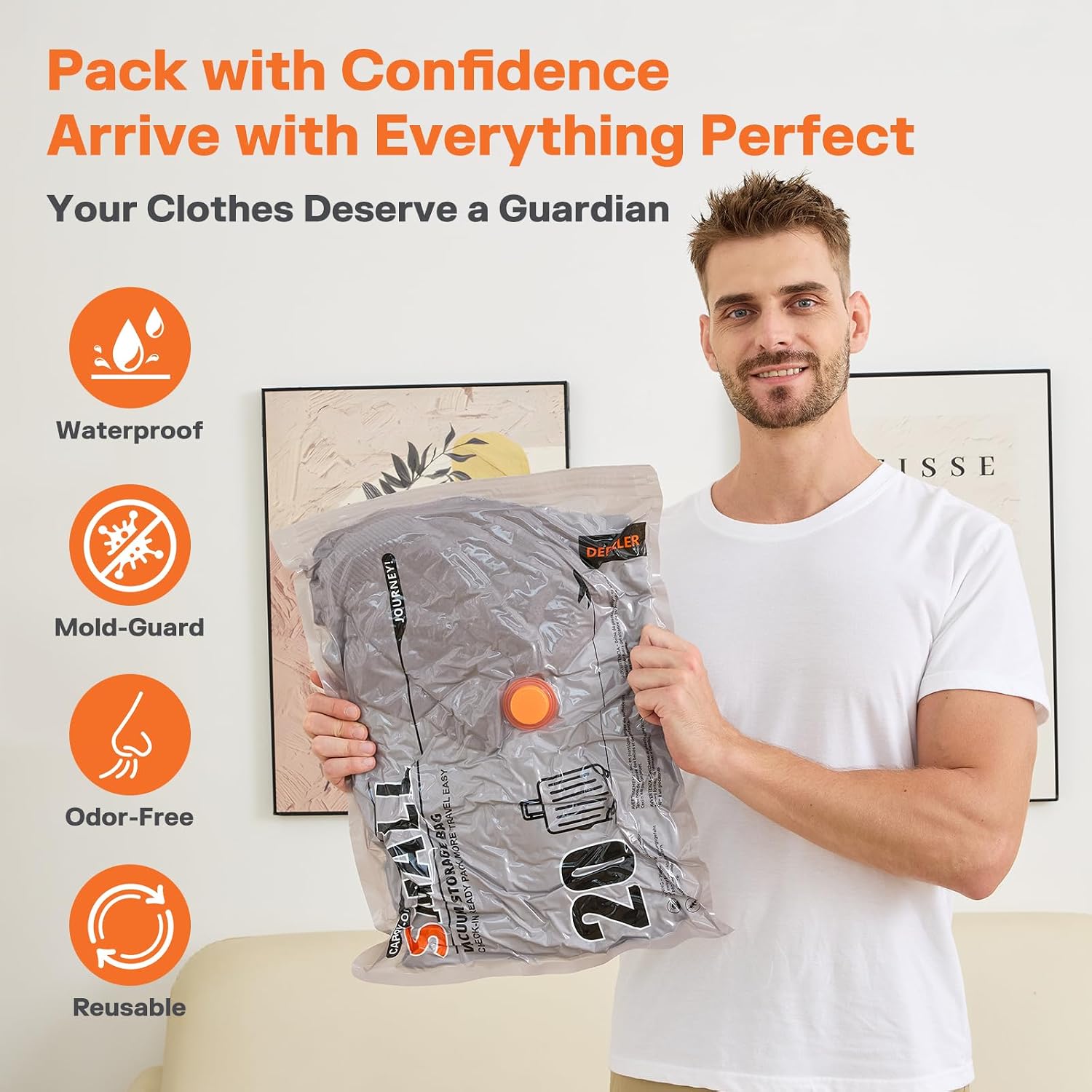 Detalle 2 de Depcler Vacuum Storage Bags, 15 Pack with Rechargeable Electric Pump
