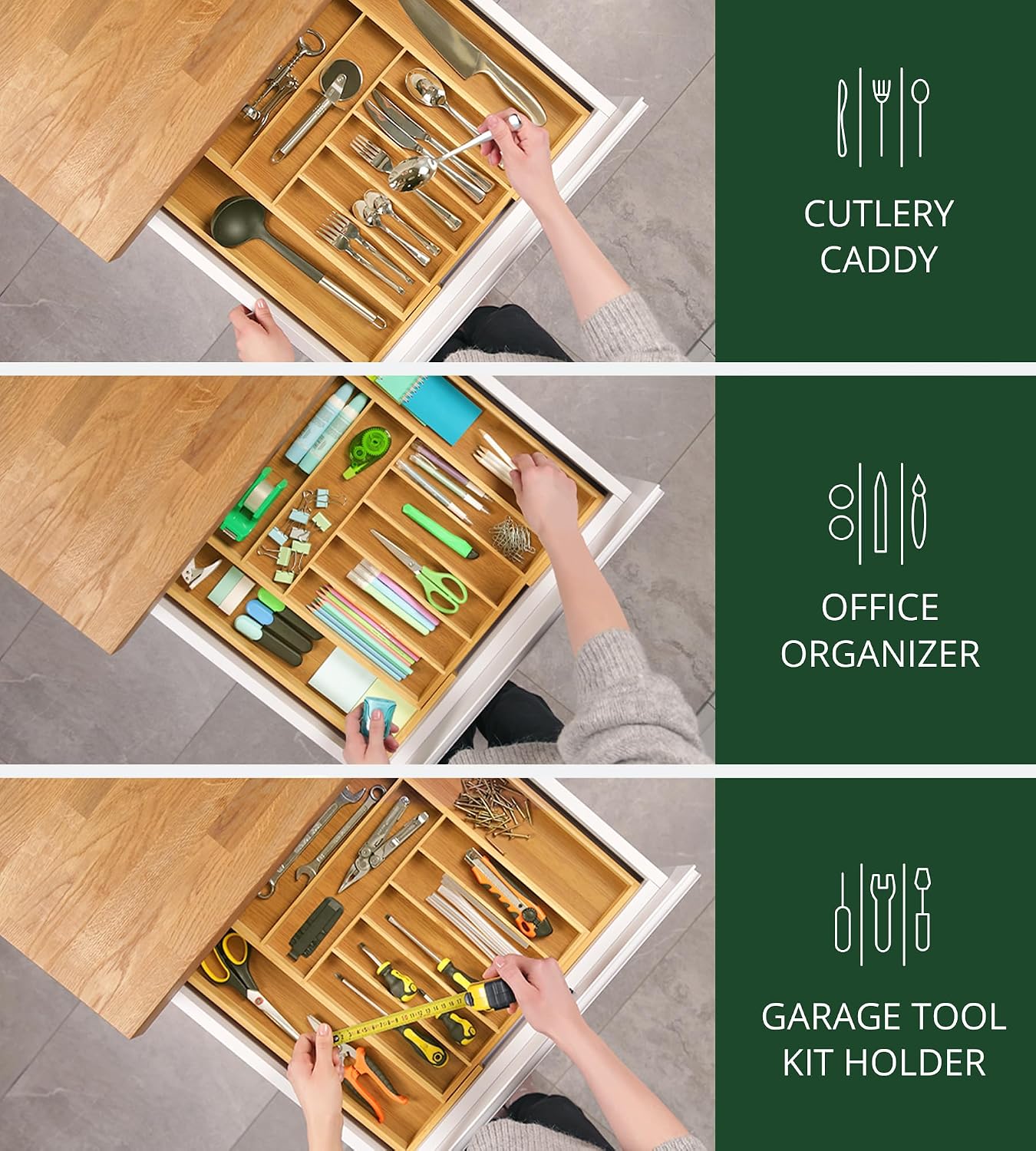 Thumbnail 6 de ROYAL CRAFT WOOD Bamboo Drawer Organizer 9‑Slot