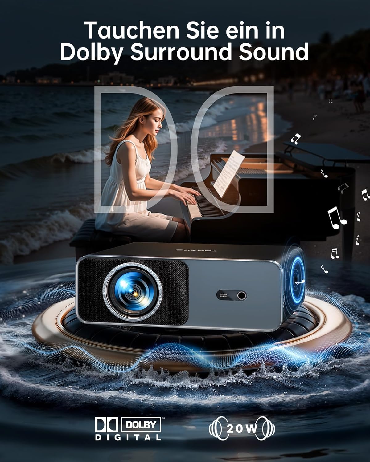 Detalle 2 de TOPTRO Smart Beamer 4K Heimkinoprojektor 1000 ANSI
