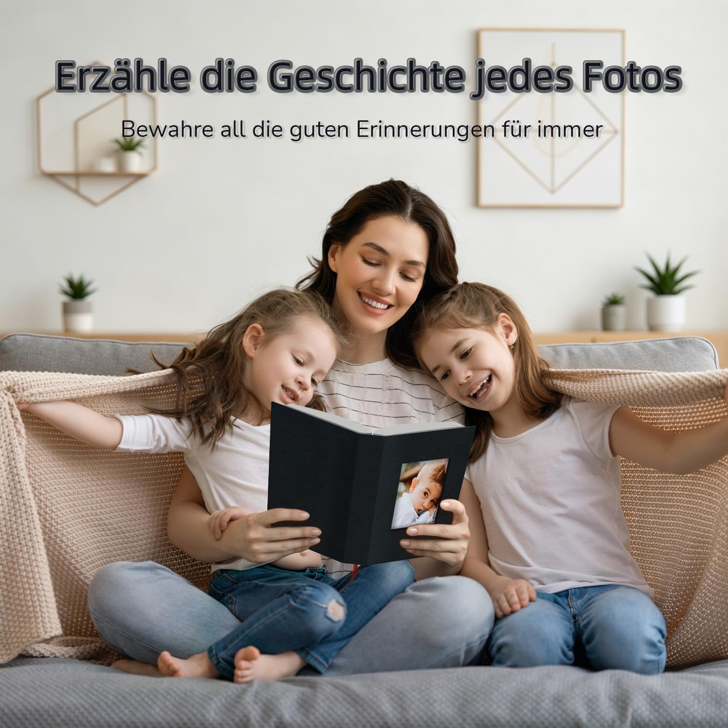Detalle de Popotop Fotoalbum 10 x 15 cm – Leinen Einsteckalbum für 100–600 Fotos (Black)