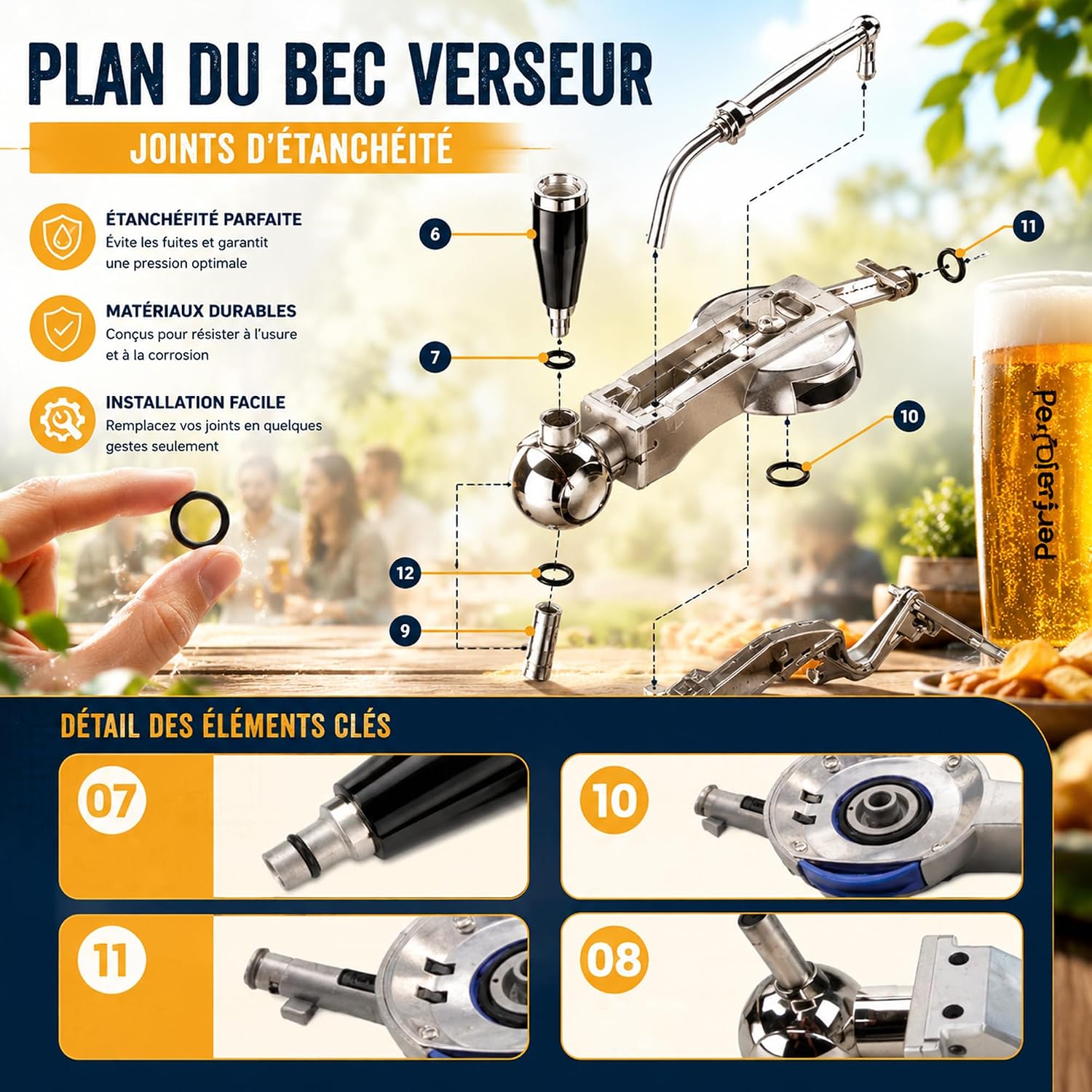 Thumbnail 6 de 1001JOINTS KIT 5 Joints d'Étanchéité pour PERFECTDRAFT HD3720/HD3620/HD3610/HD3600