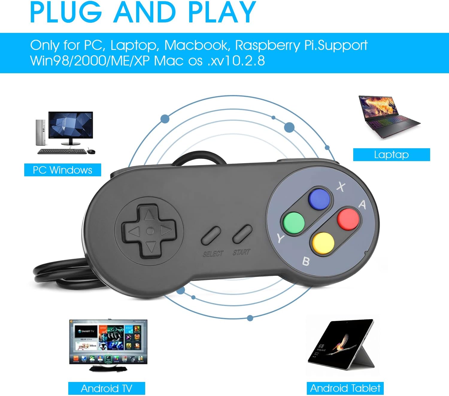 Thumbnail 5 de Rii Gaming GP100 : paire de manettes USB Plug’n Play pour PC, Mac, Linux et TV Box