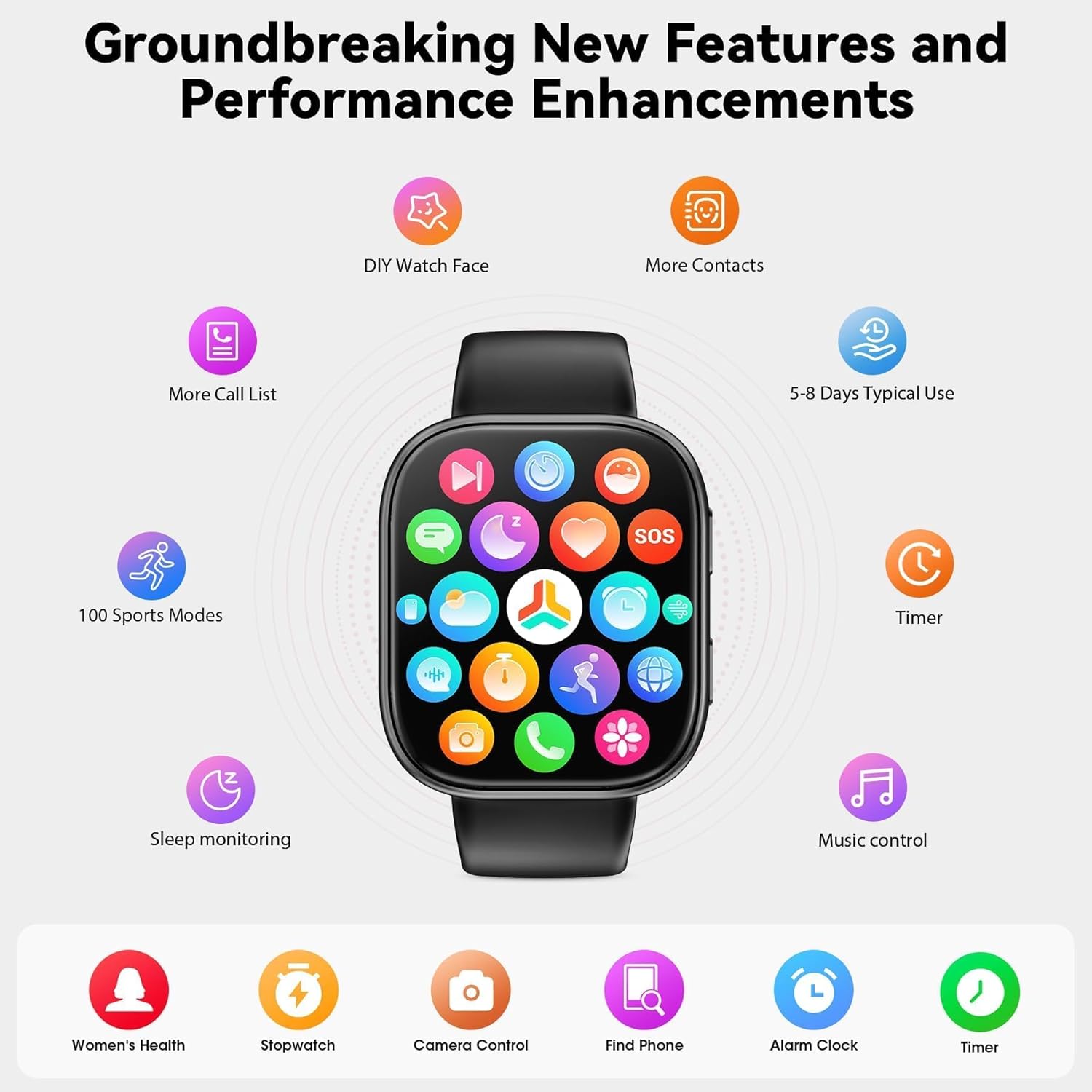 Thumbnail 5 de Mingtawn 1.83" HD Smart Watch with Bluetooth Calling, Heart Rate & SpO2 Monitoring (IP67)