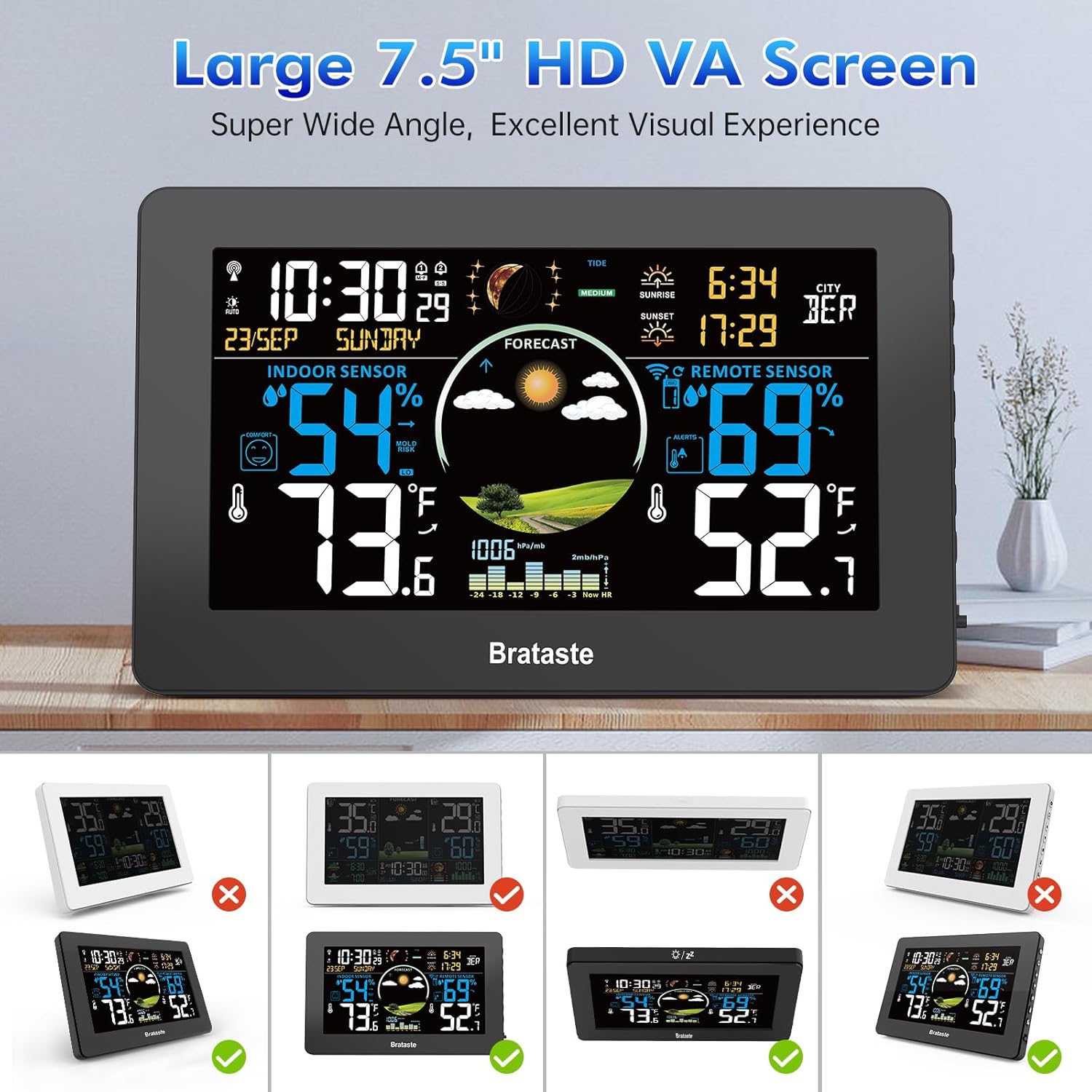 Detalle 2 de Weather Station Wireless Indoor Outdoor 7.5'' Display 🌤