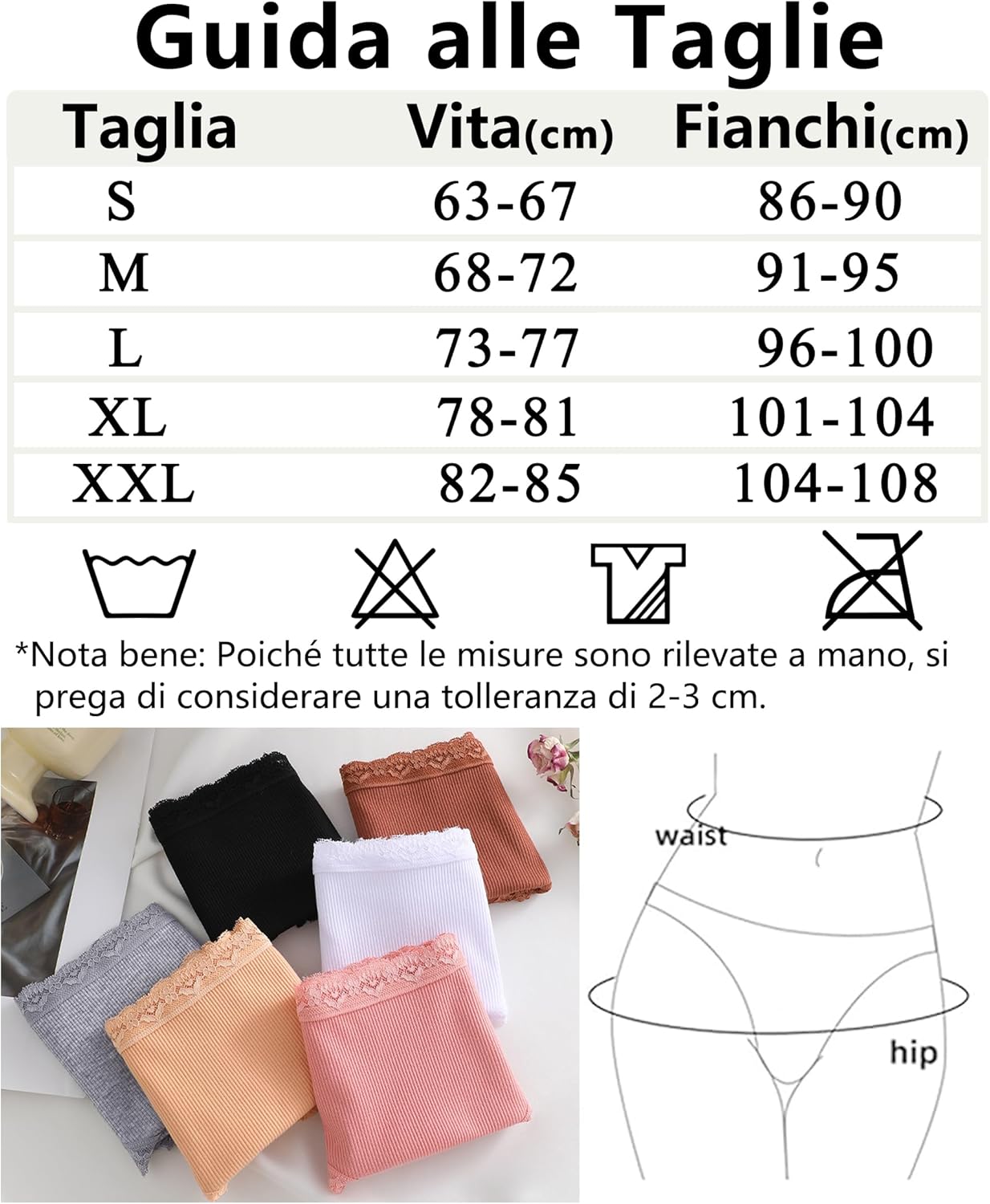 Thumbnail 5 de ALL OF ME Mutande donna in cotone con pizzo brasiliano (set da 6) vita alta mezza vita S-XXL