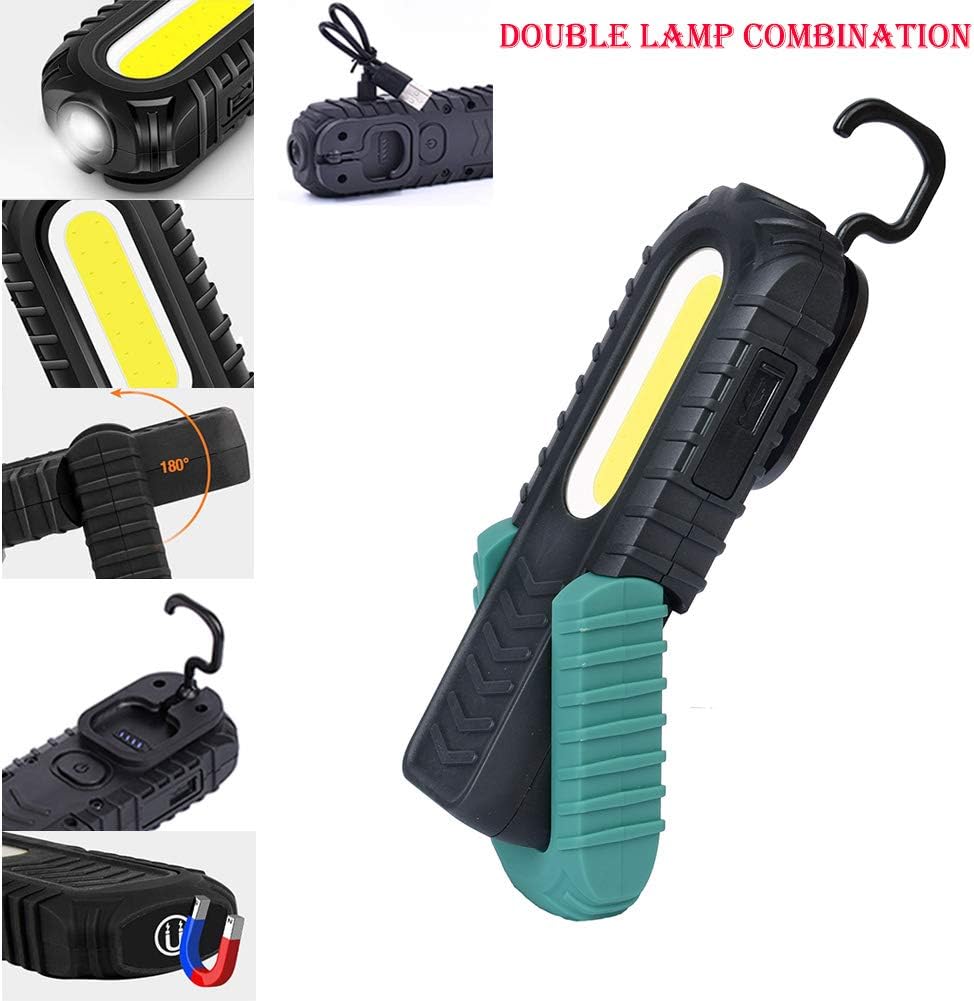Thumbnail 3 de AuRiver LED Arbeitsleuchte – tragbares COB-Licht, wiederaufladbar mit Haken und Magnetbasis (Grün)