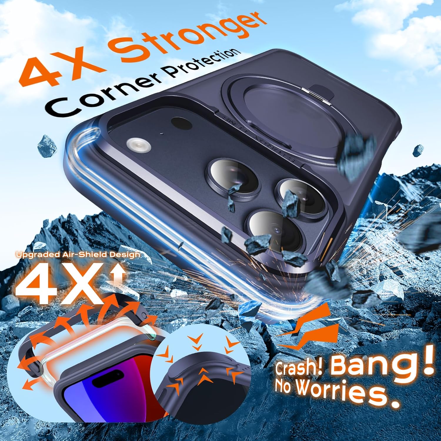 Thumbnail 4 de Anqrp 360°-Dreh-Magnetständer Case für iPhone 17 Pro – MagSafe-kompatible Schutzhülle in Marineblau