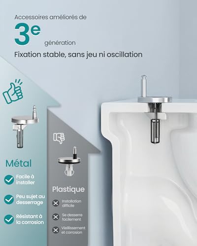 Detalle de SONGMICS Abattant WC Forme O avec frein de chute et poignée – Siège en PP, capacité 300 kg