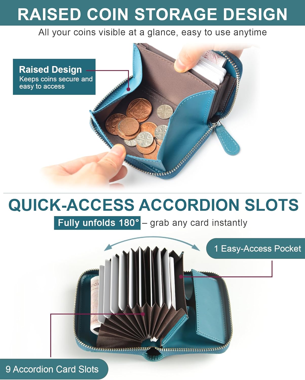 Thumbnail 5 de Jexmigo RFID Purses for Women – Genuine Leather Card Holder with RFID Blocking and 12 Card Slots