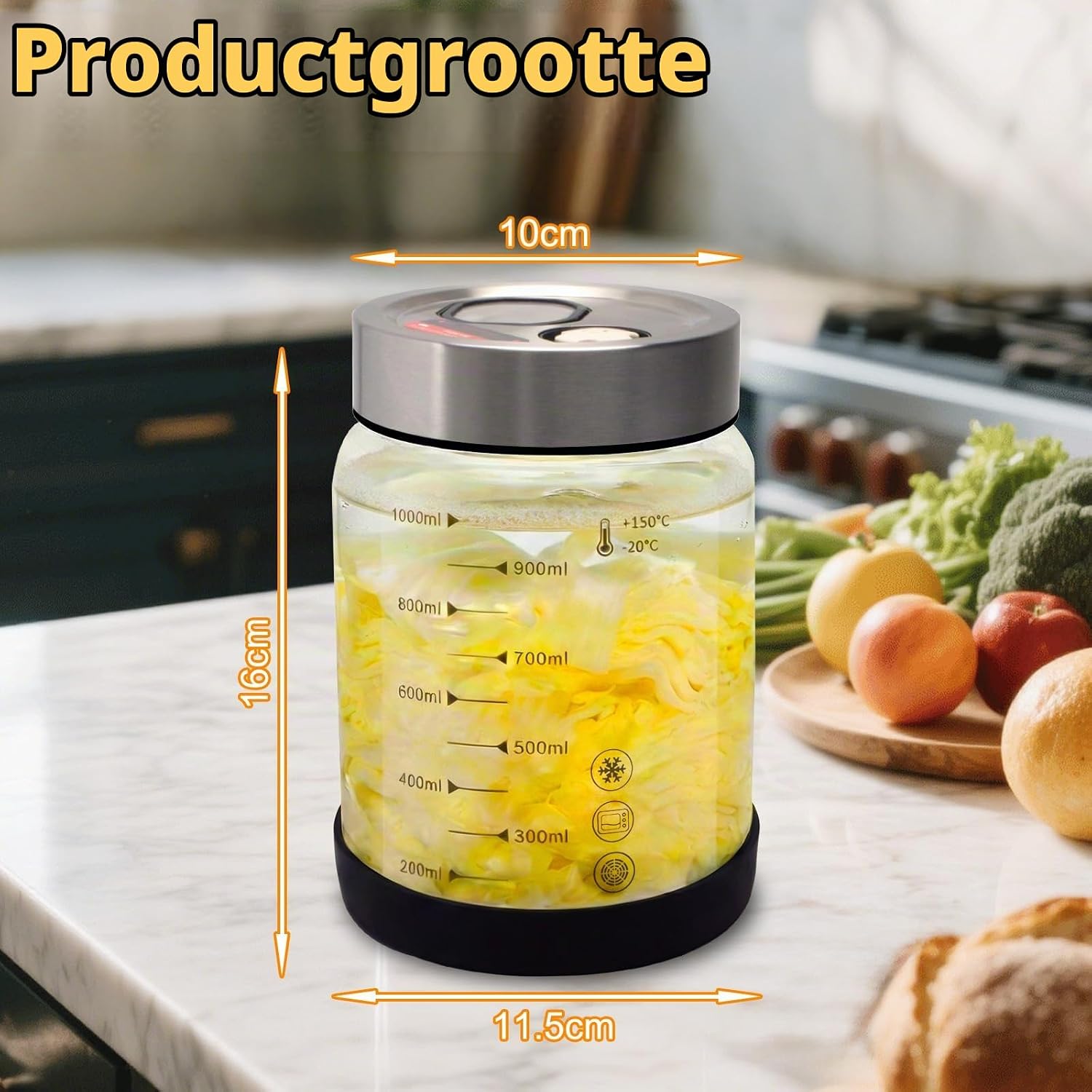 Thumbnail 6 de wishfly Fermentierglas fermentatiepotten van 1 liter, set van 2 met dubbel ventiel