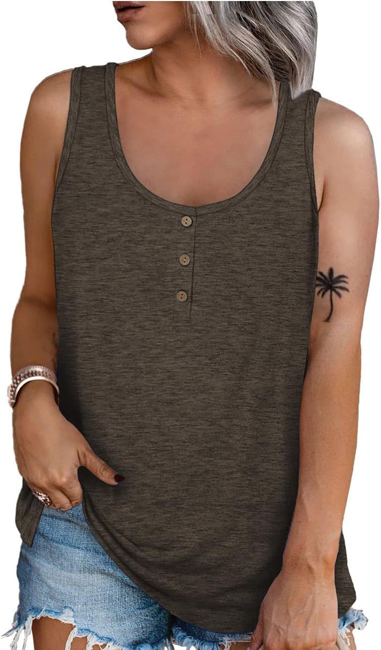 Thumbnail 1 de Famulily Damen-Henley Tank Top mit U-Ausschnitt – Sommerleichtes ärmelloses Oberteil