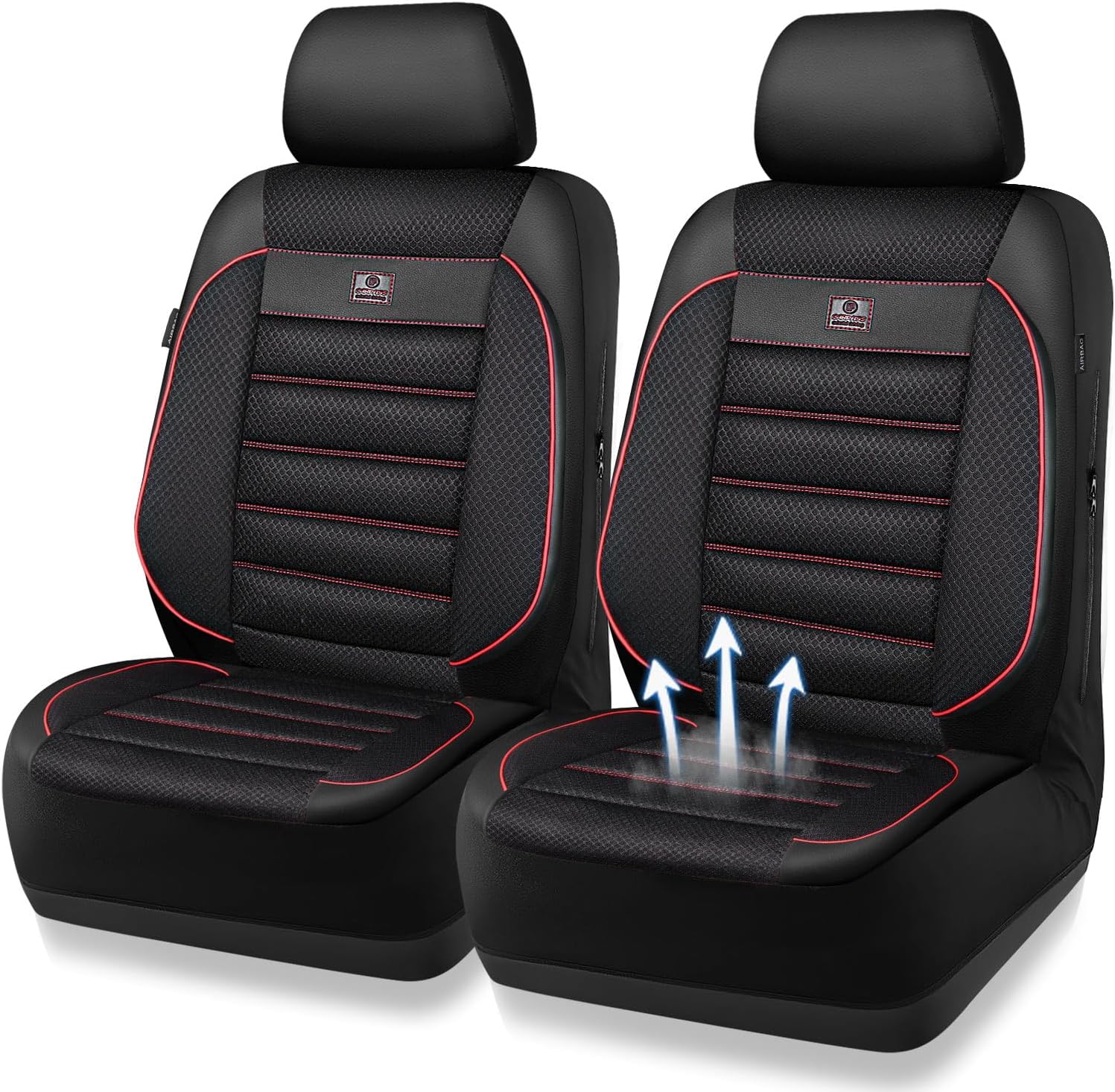 Detalle 2 de CAR PASS 3D Foam Leather Front Seat Covers Red