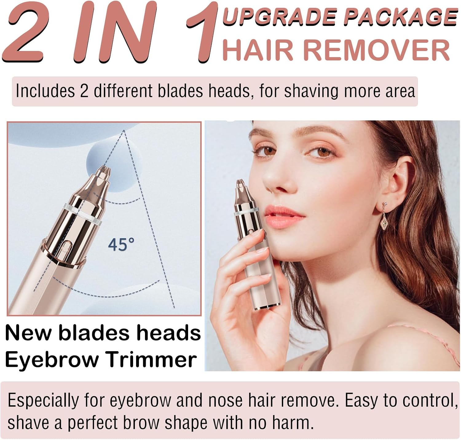 Detalle de Peach Fuzz Remover for Women – Mini USB Rechargeable Epilator & Trimmer for Face, Lips & Body