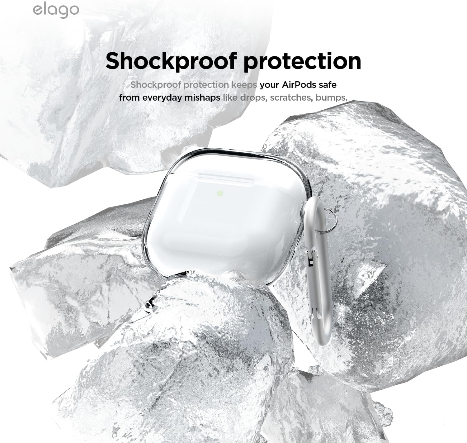 Detalle 2 de elago EAP4CL-HANG-TR Clear AirPods Case with Keychain, TPU and Wireless Charging