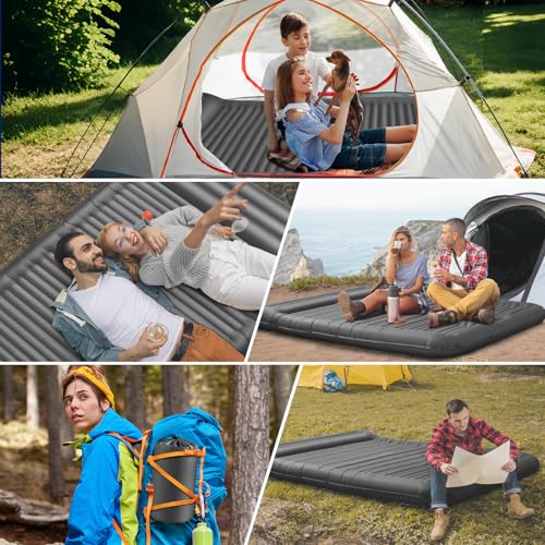 Detalle 2 de JEMULICE Doppel-Isomatte Camping Verdicktes Aufblasbare Matratze – 78,7 x 55,1 Zoll, 5,91 Zoll Dicke
