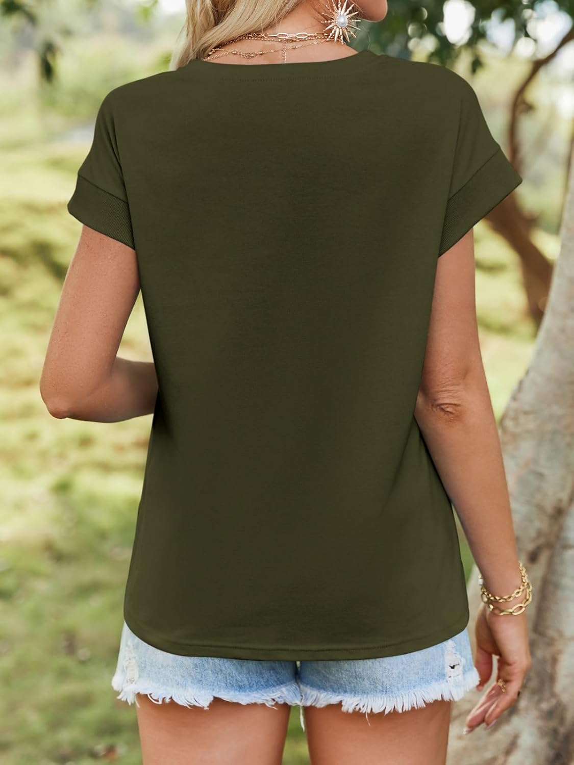 Thumbnail 2 de Tankaneo Women’s Cap Sleeve Tank Top (Crew Neck) — Solid Loose Fit Basic Tee