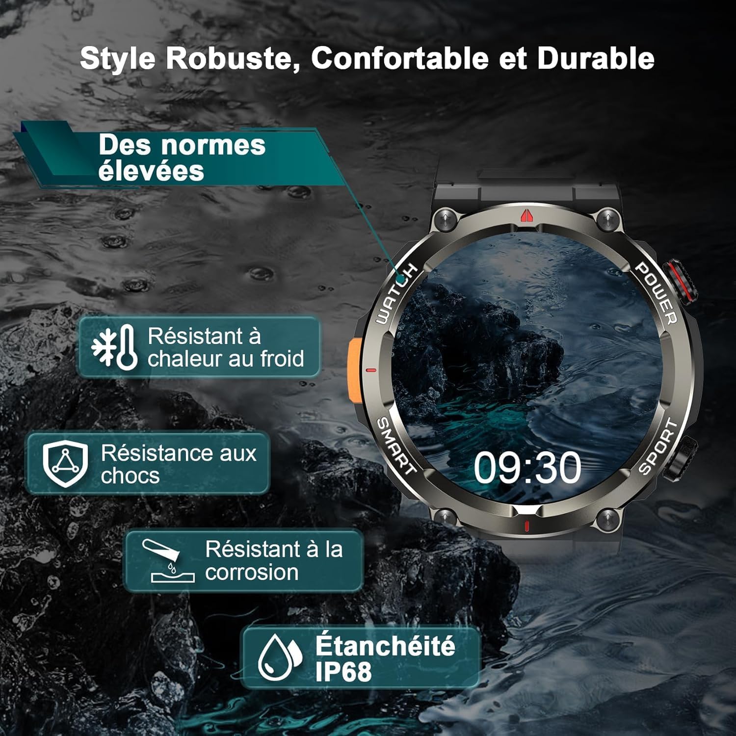 Thumbnail 1 de Montre Connectée Homme 1,45'' – Montre Militaire IP68, 960 mAh, 30 Jours, 100+ Modes & Suivi Santé