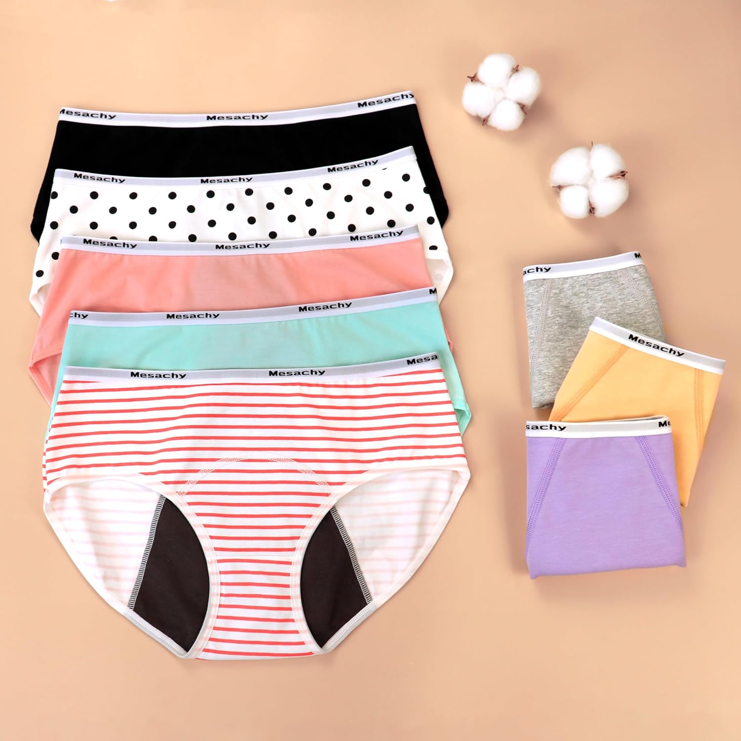 Detalle 2 de Mesachy Teens Period Underwear for Girls