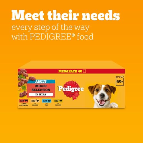 Thumbnail 7 de Pedigree Adult Dog Food Pouches Mixed Selection in Jelly 40 x 100 g Mega Pack