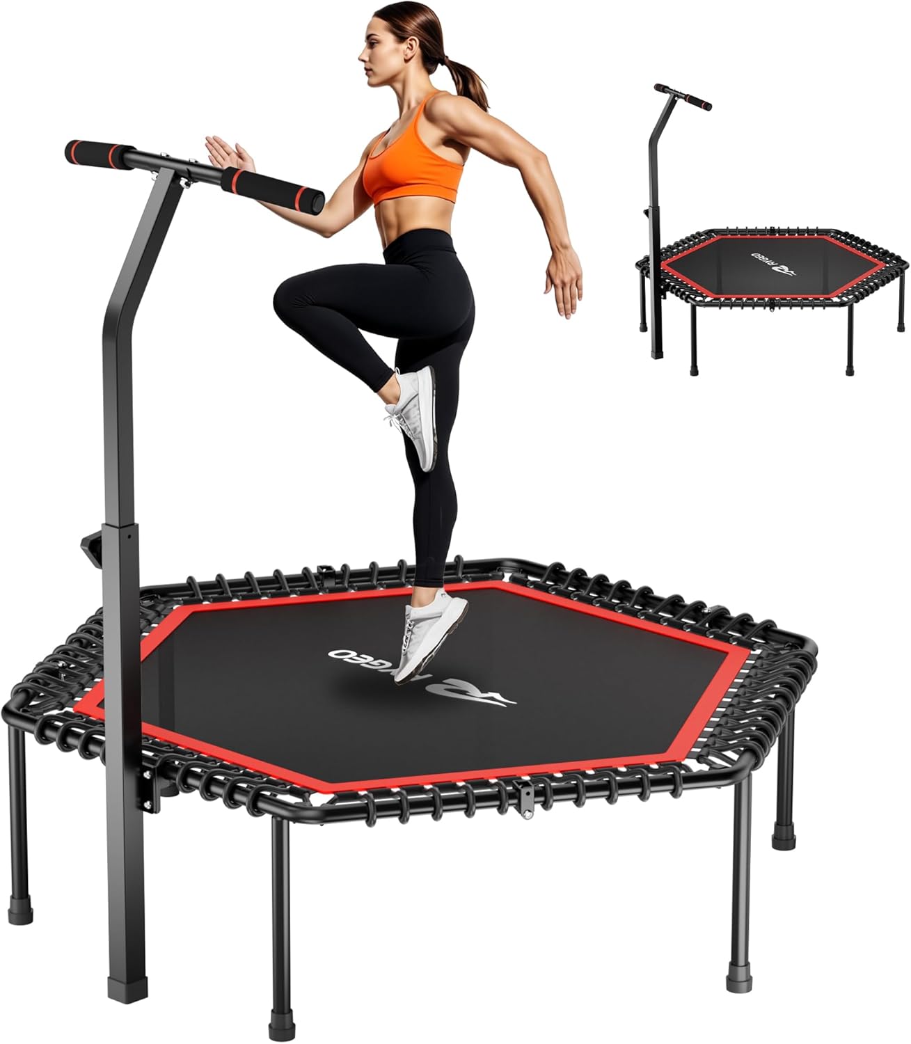 Detalle de RYGEO 50'' Fitness Trampoline: A Practical Rebounder for Home Workouts