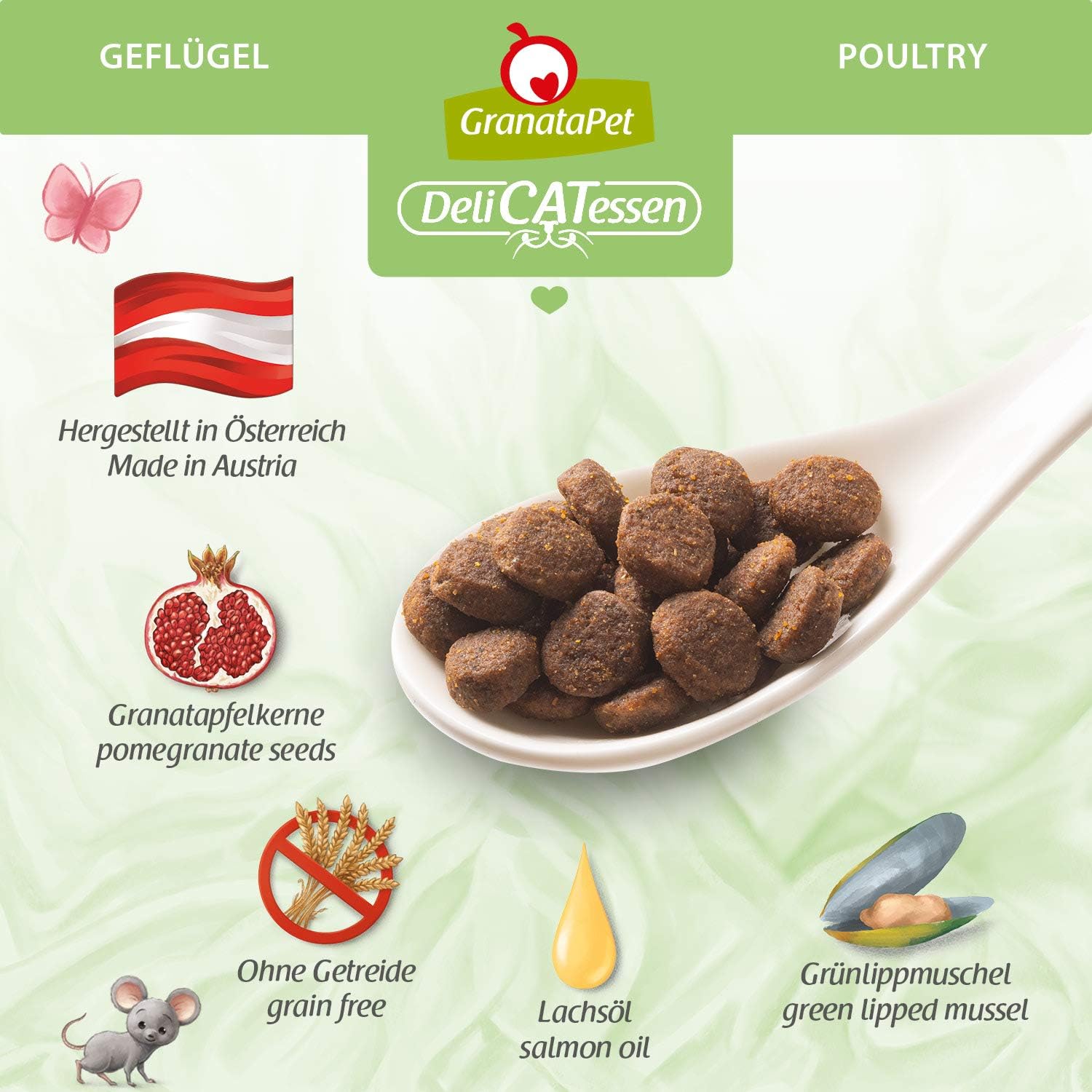 Detalle de GranataPet DeliCatessen Geflügel Adult – Trockenfutter für erwachsene Katzen, getreidefrei, 9 kg