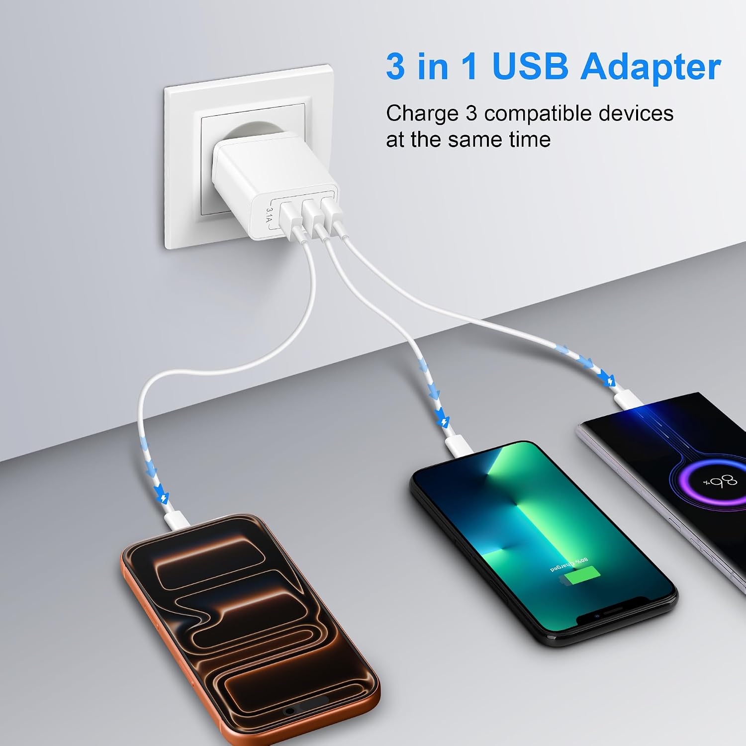 Thumbnail 1 de Cargador USB Multiple 15,5W 3 puertos