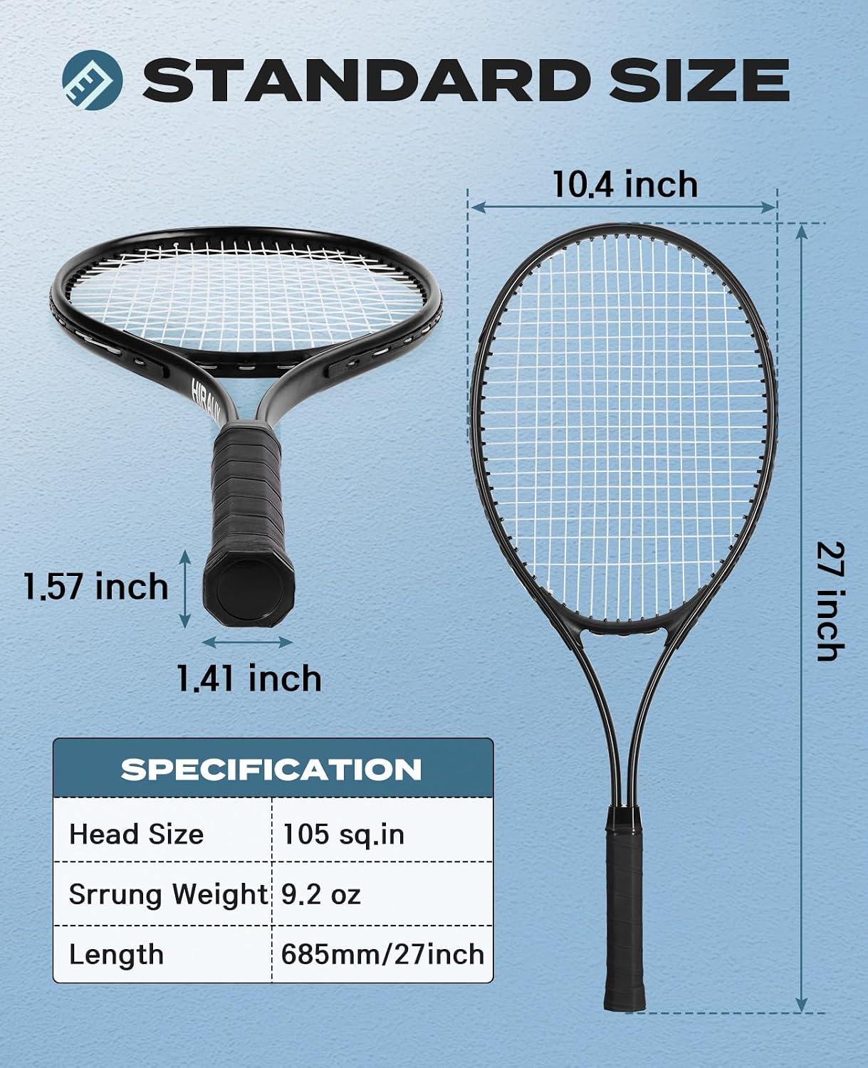 Thumbnail 4 de HIRALIY 27in Tennis Rackets Set