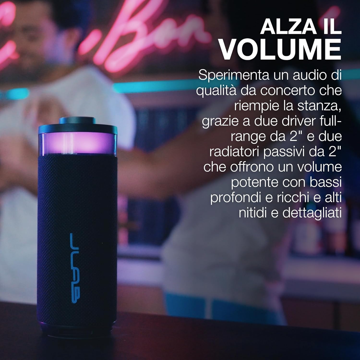 Thumbnail 2 de JLab Go Party cassa Bluetooth portatile da 10W con luci RGB e autonomia fino a 16+ ore (IP56) – Nero